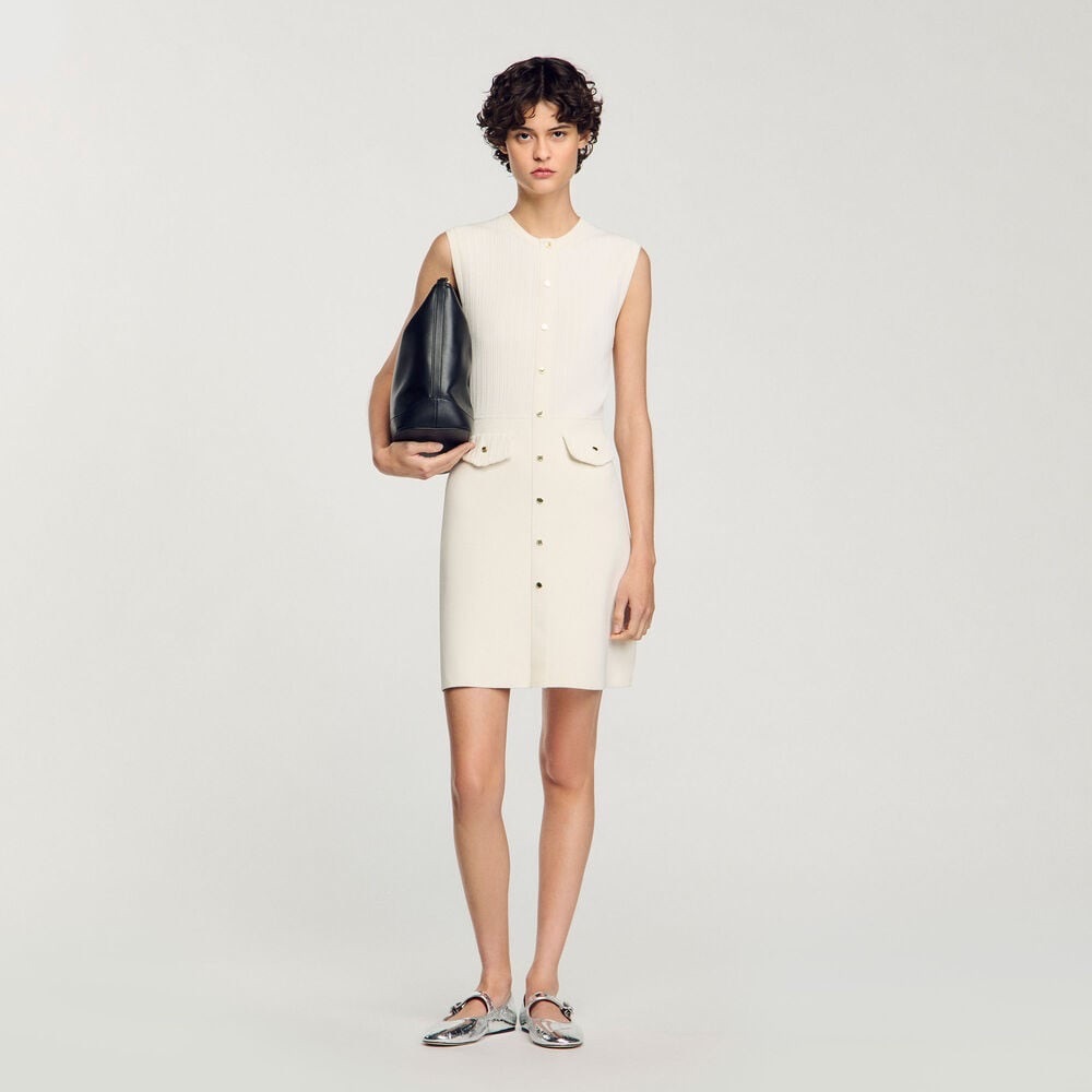 SANDRO RIB KNIT MINI DRESS - SOFT WHITE
SIZE 8 US (40)